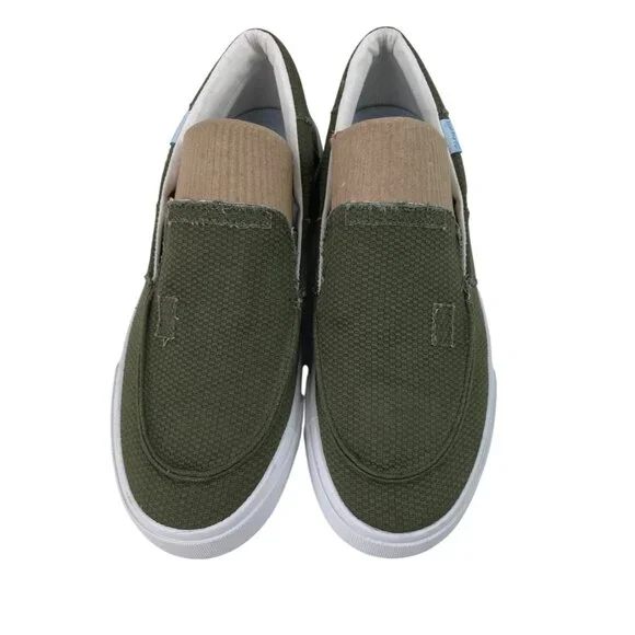 Obtaom Olive Green Slip On Shoes Canvas Sneakers Womens 8 Mens 6.5 - Picture 5 of 10